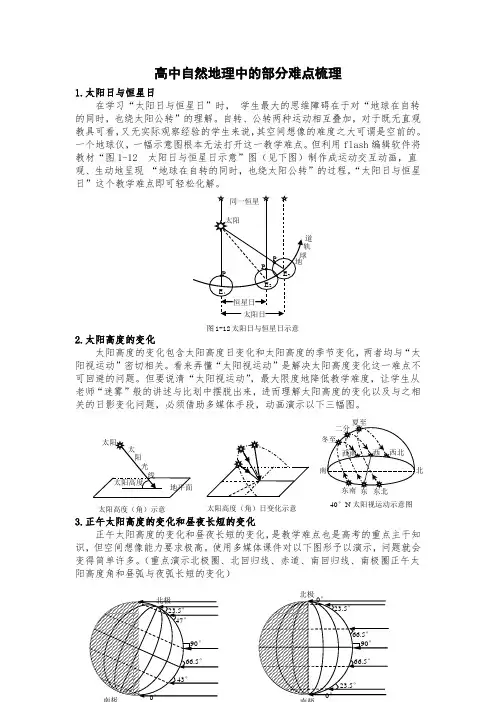 高中自然地理中的部分难点梳理