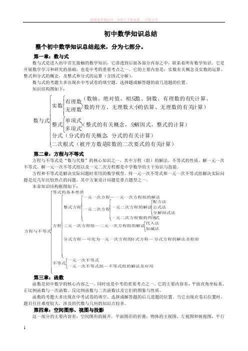 初中数学知识总结(北师大版)