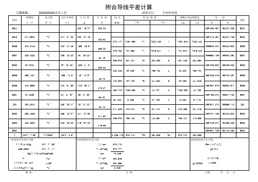 附合导线平差自动计算表