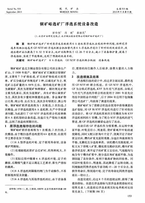 铜矿峪选矿厂浮选系统设备改造