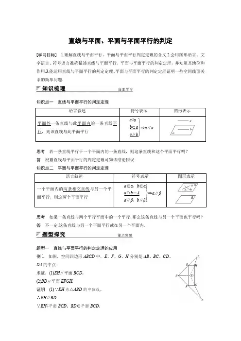 直线与平面、平面与平面平行的判定(附答案)