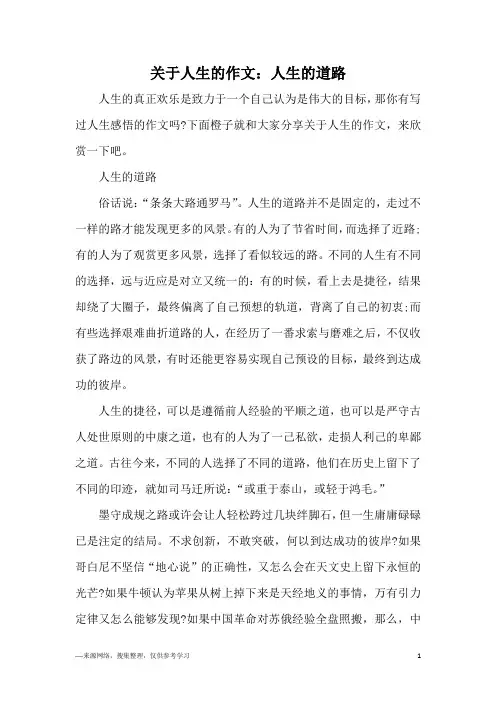 关于人生的作文：人生的道路