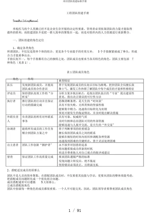 项目团队组建标准手册