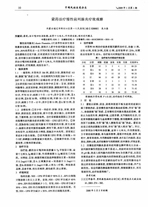 蒙药治疗慢性前列腺炎疗效观察