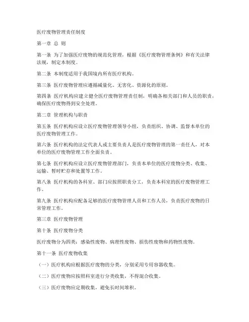 医疗废物管理责任制度模板