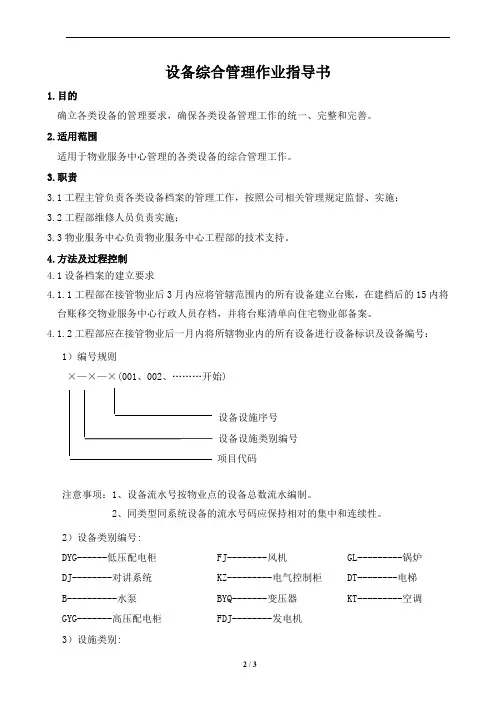设备综合管理作业指导书