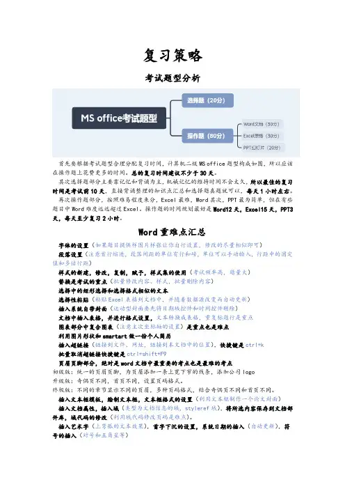 计算机二级MS office复习策略及重难点