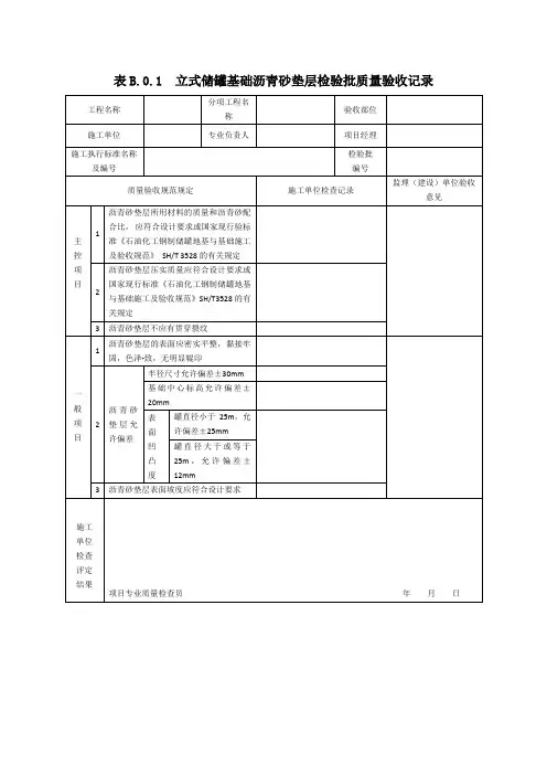 SY4202-2019石油天然气建设工程施工质量验收规范储罐工程检验批表格