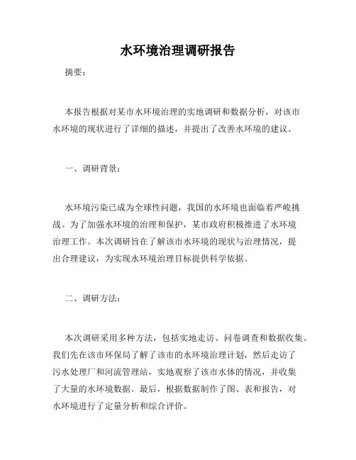 水环境治理调研报告