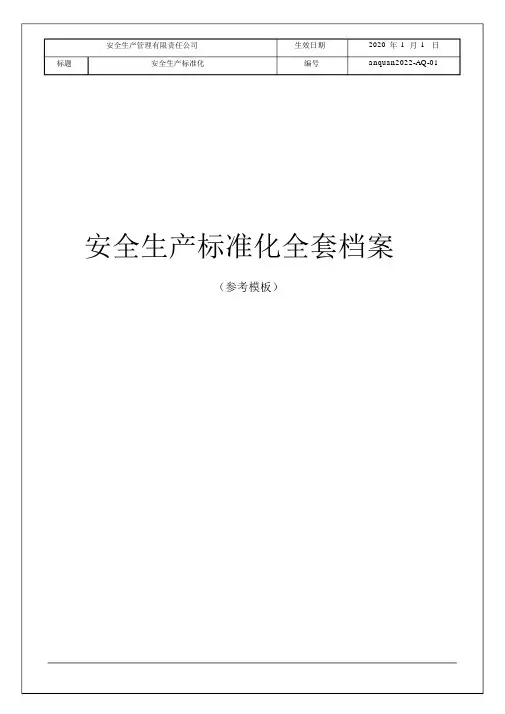 2020年安全生产标准化全套档案(参考模板)