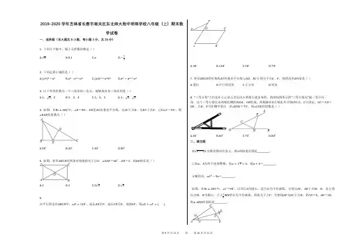 2019-2020学年吉林省长春市南关区东北师大附中明珠学校八年级(上)期末数学试卷 (1)