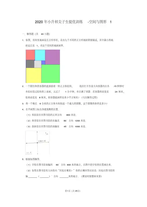 【难题】2020年小升初数学尖子生提优训练-空间与图形-1