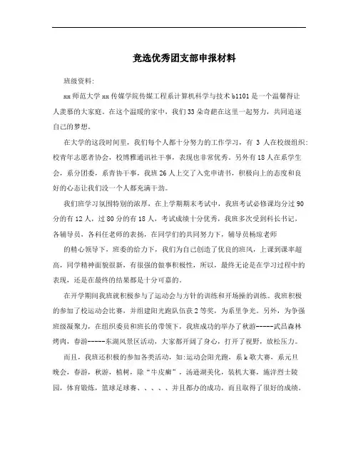 竞选优秀团支部申报材料