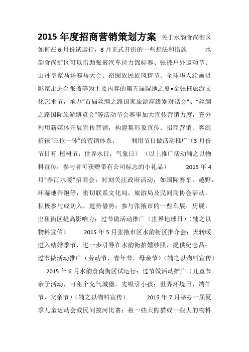 2015年度招商营销策划方案