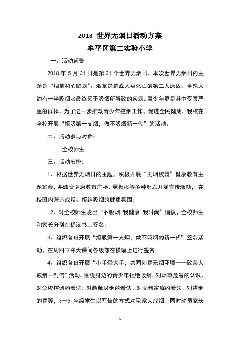 2018世界无烟日活动方案