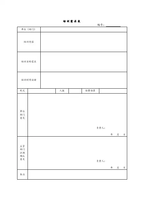 培训需求表