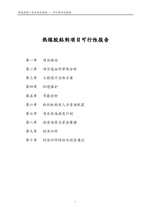 热熔胶粘剂项目可行性报告