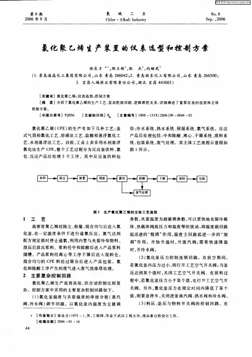 氯化聚乙烯生产装置的仪表选型和控制方案