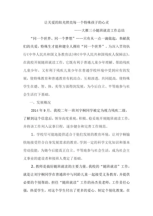 随班就读工作总结 3