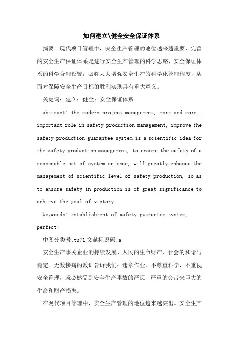 如何建立-健全安全保证体系