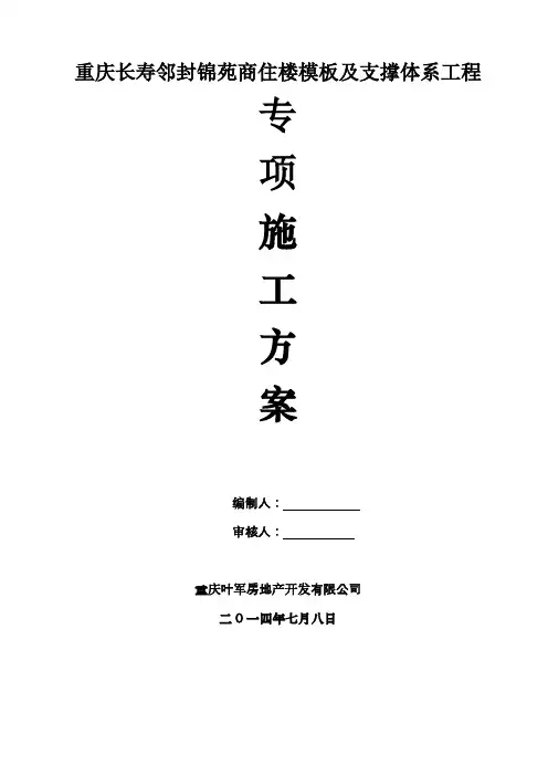 模板支撑体系专项施工方案