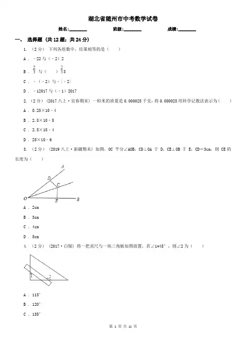 湖北省随州市中考数学试卷