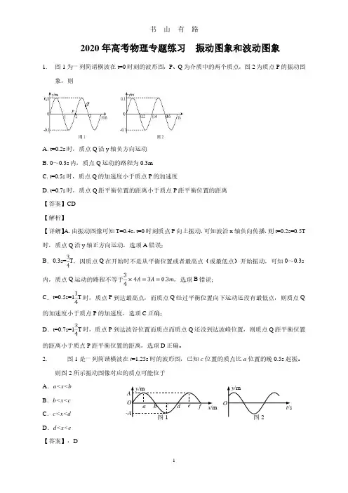 高考物理专题练习  振动图象和波动图象(含解析)PDF.pdf
