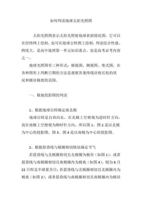 如何判读地球太阳光照图