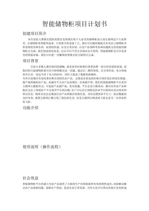 互联网+智能储物柜项目计划书