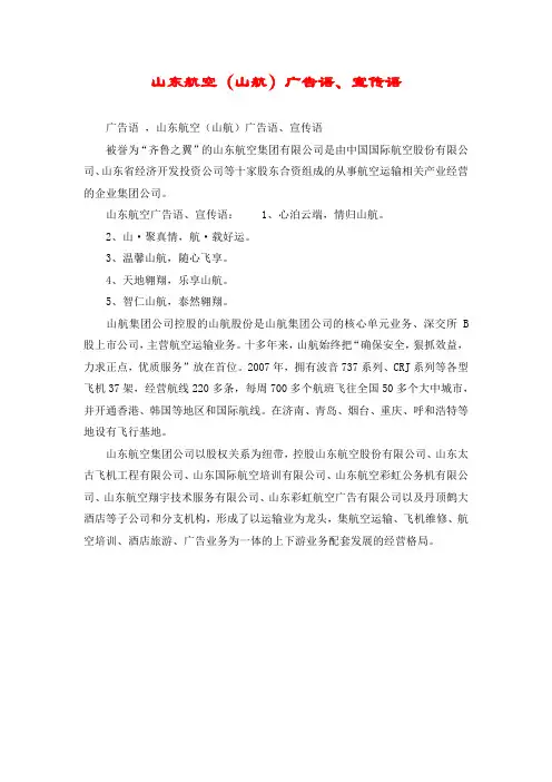 山东航空(山航)广告语、宣传语