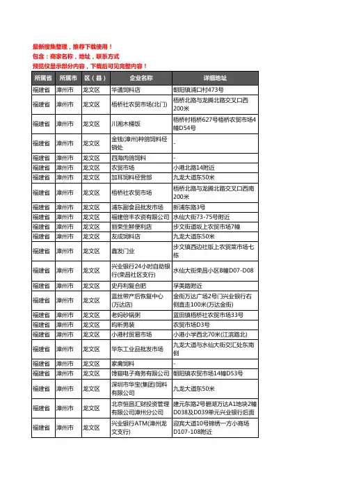 新版福建省漳州市龙文区农资行业企业公司商家户名录单联系方式地址大全75家