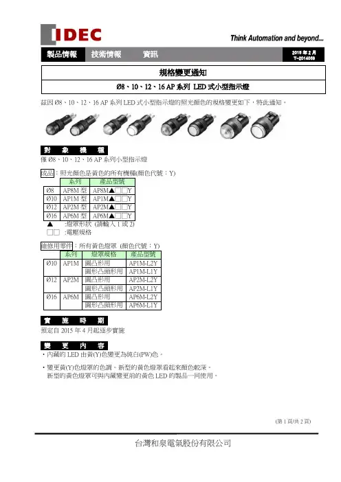 规格变更通知