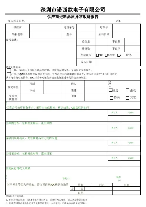 供应商异常改进报告
