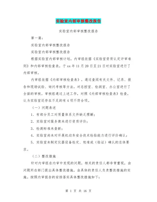 实验室内部审核整改报告(完整版)