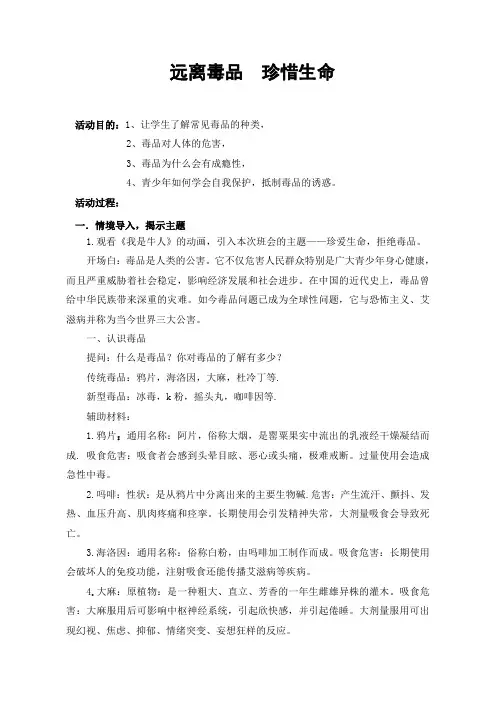 禁毒主题班会教案 2