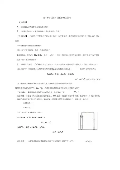 最新人教版九年级化学下册《第二课时碳酸钠碳酸氢钠和碳酸钙》精品课教案_7