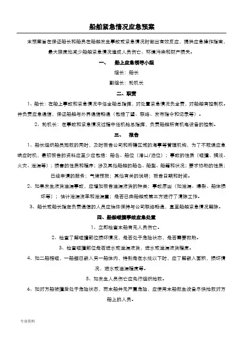 船舶紧急情况应急救援预案