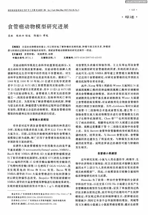 食管癌动物模型研究进展