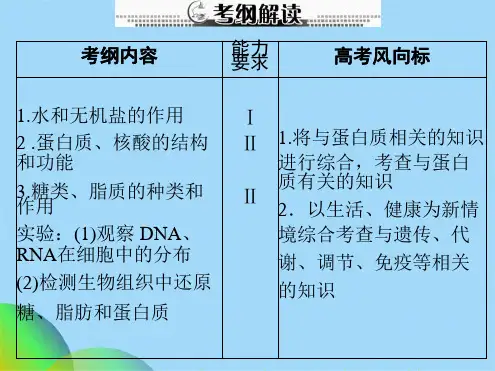 生物必修一第一轮复习细胞中的元素和化合物(共35张PPT)