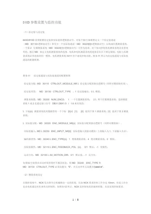 840D参数设置与监控功能