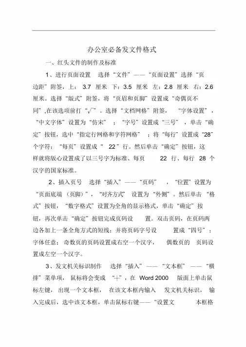办公室必备发文件格式