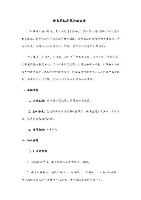读书笔记展览活动方案