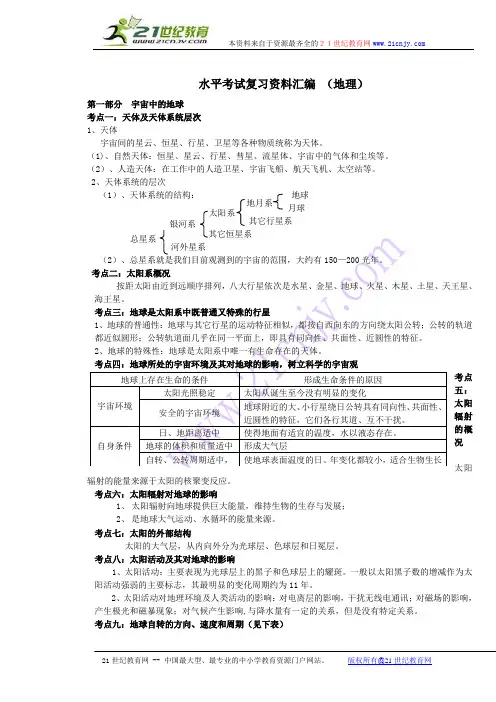 高中地理水平考试复习资料汇编
