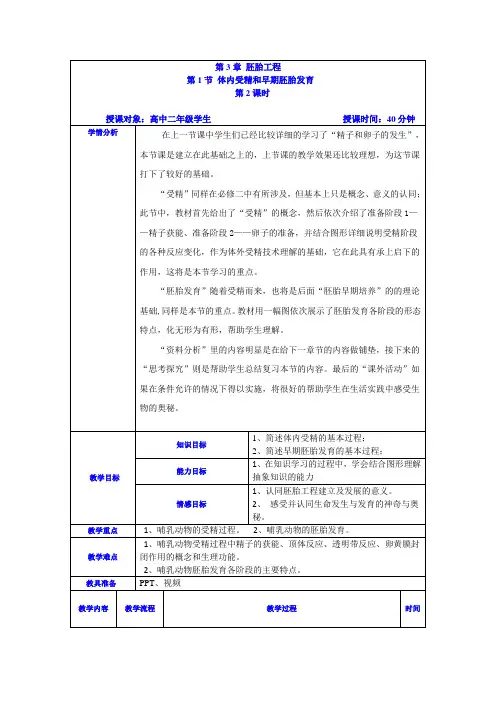 受精与早期胚胎发育