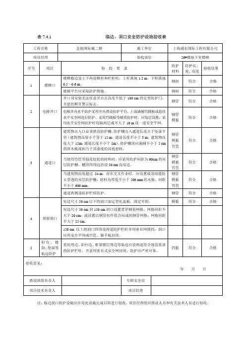 临边、洞口安全防护设施验收表.介绍
