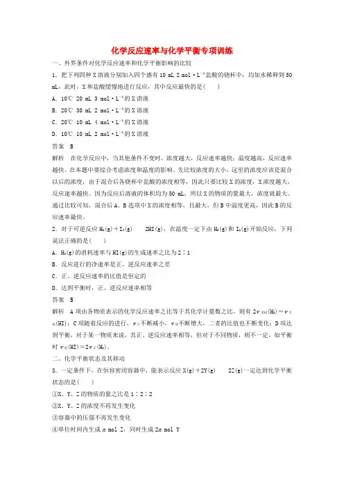 【步步高】高中化学 专题2 化学反应速率与化学平衡专项训练 苏教版选修4