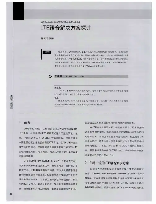 LTE语音解决方案探讨