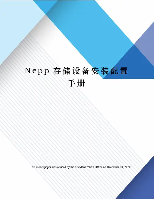 Nepp存储设备安装配置手册