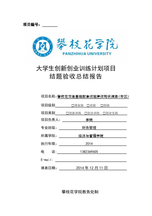攀枝花交通基础配套设施建设现状调查(结题验收报告)
