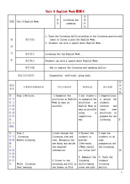 江苏省连云港市海滨中学八年级英语上册 Unit 8 Englis